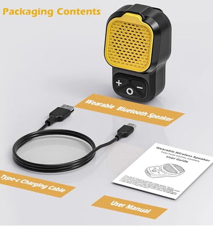 KAIY Mini Bluetooth Speaker Clip On Wearable Portable Speaker - color: Yellow