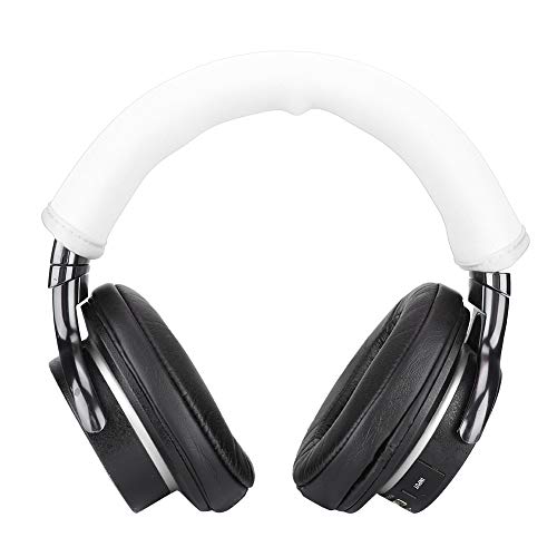 ASHATA Replacement Headset Cushion, Soft Protein Skin Earphone Pad with Zipper Design for Easy Cleaning, Noise Reduction Anti Slip Headband Cover for Iron Triangle M50 (White)