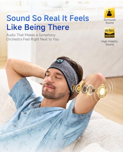 Perytong Sleep Headphones Wireless, Bluetooth Sports Headband Headphones with Ultra-Thin HD Stereo Speakers Perfect for Sleeping,Workout,Jogging,Yoga,Insomnia, Air Travel, Meditation (Tungsten Gray) - color: Tungsten Gray