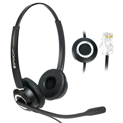 Spracht Zum RJ9 Dual Ear Wired Headset for Desktop Phones | Universal Telephone Headsets for Office Telephones | Works with Polycom Digium Nortel Yealink Grandstream Cisco - size: Dual Ear