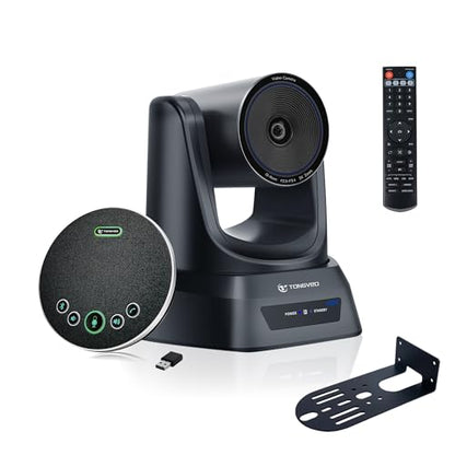 TONGVEO 4K Conference PTZ Camera 3X Zoom & Bluetooth Speakerphone System | 4K UHD 3X Optical Zoom, 93° FoV, USB3.0 HDMI PTZ Camera, Wireless Bluetooth Speakerphone, Zoom & Teams Compatible - color: Space