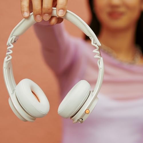 Skullcandy Icon ANC Noise Canceling Wireless Headphones - Bone/Orange | On-Ear Fit, Bluetooth, Noise Cancellation, 60 Hours Battery, Sweat Water Resistant, Foldable, Travel Ready, Microphone - color: Bone