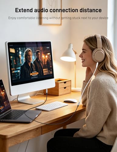10FT Audio Extension Cable, 2 Pack 3.5mm Auxiliary Audio Extension Cable, 3.5 mm Male to Female Hi Fi Stereo Audio Cable for Smartphones, Tablets, Media Player. - size: 10FT+10FT