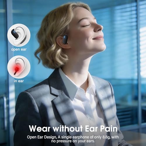 Open Ear Earbuds, Spatial Audio Wireless Earbuds with Smart Digital Display | Bluetooth Headphones 5.4, 36H Playtime, IP7 Waterproof, Touch Control Operate Fit Cycling, Running, Workout, Travel, Gaming