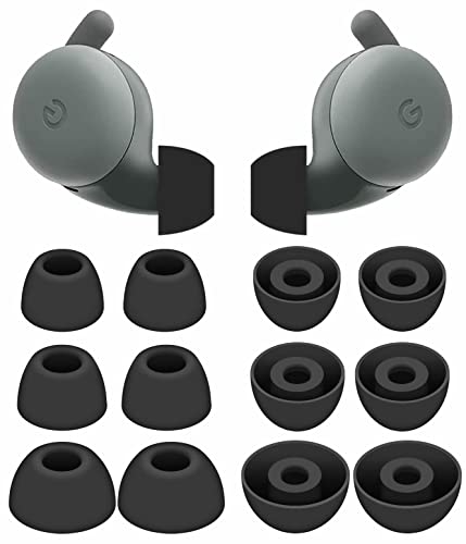 6 Pairs Compatible with Pixel Buds A-Series Ear Tips, Replacement Silicone Earbuds Gel Earplug Wing Accessories Compatible with Google Pixel Buds A Series - S/M/L Black - color: silicone black
