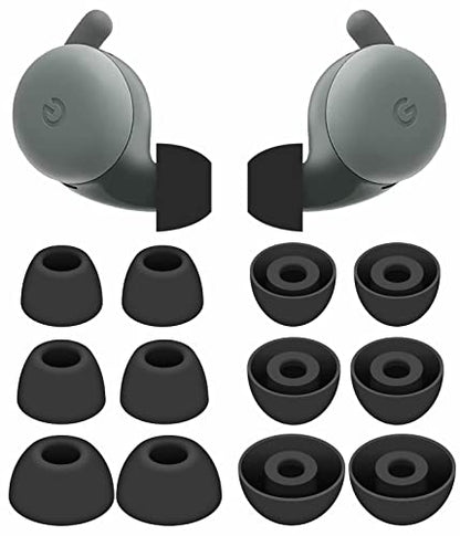 6 Pairs Compatible with Pixel Buds A-Series Ear Tips, Replacement Silicone Earbuds Gel Earplug Wing Accessories Compatible with Google Pixel Buds A Series - S/M/L Black - color: silicone black