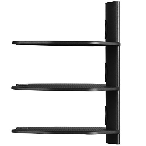 Cheetah TV Wall Mount 3 Shelf Bracket, with 15ft HDMI Cable, Three 18x16-Inch Black Components Shelves Under TV for Cable Box, Blu Ray Player, Stereo AV, AS3B
