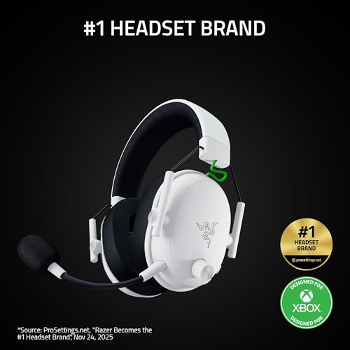 Razer BlackShark V3 Wireless Xbox Gaming Headset, 50mm Drivers, White | Super Wideband Mic, 2.4 GHz, Bluetooth, USB, Works with PC, Mac, PS5, Nintendo Switch, Smartphone, 70 Hr Battery - color: White, style: Xbox