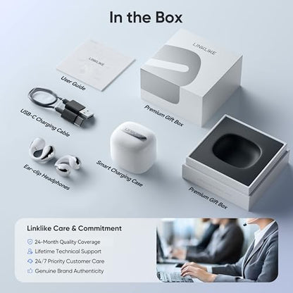 Linklike Air Open Ear Clip-on Earbuds｜Zero-Gravity Wearable Tech｜Silver - color: Silver