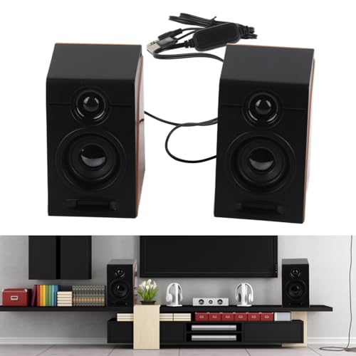 Computer Speakers, USB Powered Wired HiFi Stereo Sound PC Speakers Adjustable Volume with 3.5mm Cable, Desktop Speakers for TV Laptop Monitor