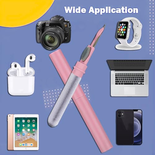 Cleaner Kit for Airpods,Earbuds Cleaning kit for Airpods Pro 1 2 3, Multi-Function Cleaning Tool with Brush Flocking Sponge for Wireless Earphones Bluetooth Headphones Case Camera and Phone (Pink) - color: Pink