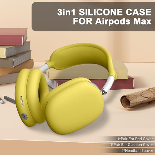 Maxjoy for AirPods Max Case, Soft Silicone Ear Cups & Headband Cover, Anti-Scratch Protective Accessories, Light Yellow - color: Light Yellow