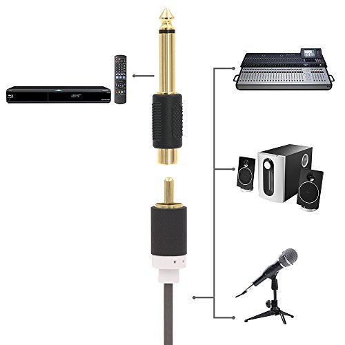VCE RCA to 1/4" Audio Adapter Bundle with RCA Y Splitter