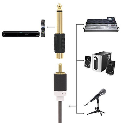 VCE RCA to 1/4" Audio Adapter Bundle with RCA Y Splitter