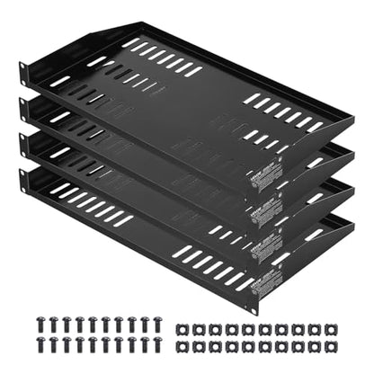 VEVOR 4PCS 1U Server Rack Shelf, Universal Vented Rack Mount Cantilever Tray for 19" Network Equipment Rack & Cabinet, 10" Deep Rack Mount Shelf - size: 1U-4PCS