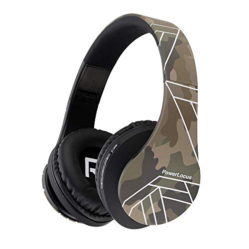 PowerLocus Bluetooth Over-Ear Headphones, Wireless Stereo Foldable Headphones Wireless and Wired Headsets with Built-in Mic, Micro SD/TF, FM for iPhone/Samsung/iPad/PC (Camo) - color: Camo