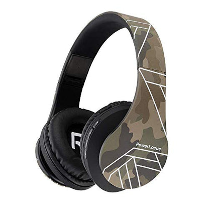 PowerLocus Bluetooth Over-Ear Headphones, Wireless Stereo Foldable Headphones Wireless and Wired Headsets with Built-in Mic, Micro SD/TF, FM for iPhone/Samsung/iPad/PC (Camo) - color: Camo