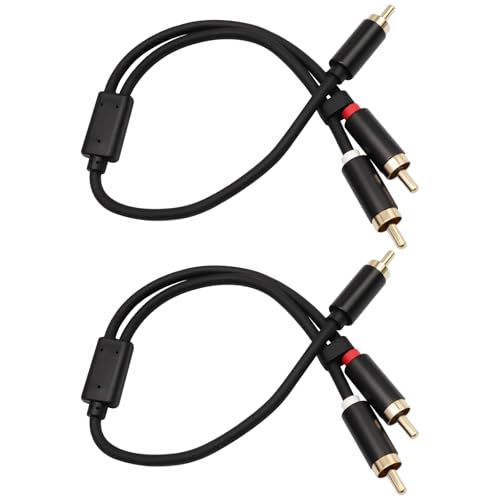 2 Pack 1 Male to 2 Male RCA Y-Adapter Splitter Cable, 1Ft | Gold-Plated, Audio Extension Cord, Home Theater Compatible, Car Audio Compatible - size: 1 Male to 2 Male