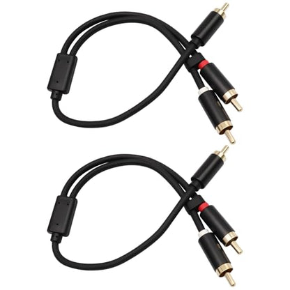 2 Pack 1 Male to 2 Male RCA Y-Adapter Splitter Cable, 1Ft | Gold-Plated, Audio Extension Cord, Home Theater Compatible, Car Audio Compatible - size: 1 Male to 2 Male