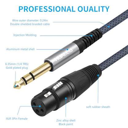 2 Pack 1/4 TRS Male to 3Pin XLR Female Microphone Cable,Balanced 6.35mm TRS to XLR Female Braid Quarter inch Cable for Mixer Microphone Active Speakers-3Feet - color: 1/4 TRS To XLR F, size: 3Feet(2Pack)