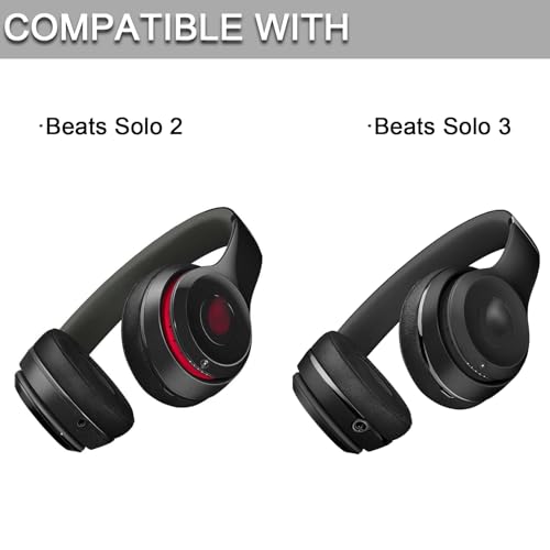 Replacement Ear Pads for Beats Solo 2 & Solo 3 Wireless On-Ear Headphones, Replacement EarPads Cushions Headphones Covers with Memory Noise Isolation Foam Softer Leather-White - color: White