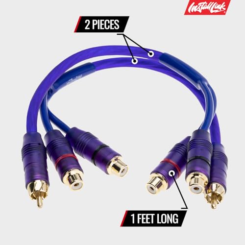 Install Link RCA Y Adapter Cable, 1-Male to 2-Female Splitter, 2-Pack (OFC) | Pure OFC Copper, 1ft, Feeds One Stereo Signal to Two Components, for Subwoofer, Home Theater, Car Audio Amplifier, Studio - color: Frosted Purple, size: 1-Male to 2-Female