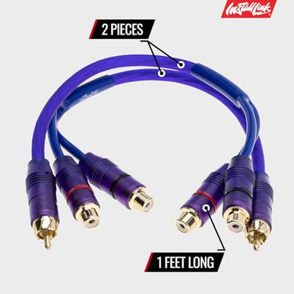 Install Link RCA Y Adapter Cable, 1-Male to 2-Female Splitter, 2-Pack (OFC) | Pure OFC Copper, 1ft, Feeds One Stereo Signal to Two Components, for Subwoofer, Home Theater, Car Audio Amplifier, Studio - color: Frosted Purple, size: 1-Male to 2-Female
