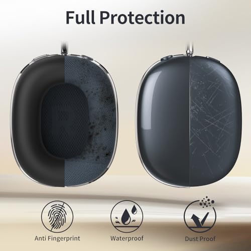 Fintie Case for AirPods Max 2 (2026) and AirPods Max 1 (2020/2024), Black | Clear TPU Ear Cup Cover, Silicone Ear Pad and Headband Cover, Skin Protector Accessories - color: Black