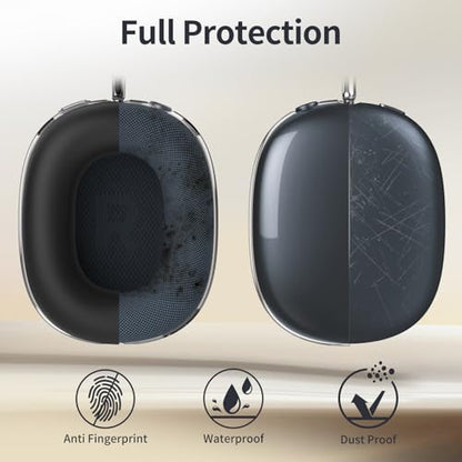 Fintie Case for AirPods Max 2 (2026) and AirPods Max 1 (2020/2024), Black | Clear TPU Ear Cup Cover, Silicone Ear Pad and Headband Cover, Skin Protector Accessories - color: Black