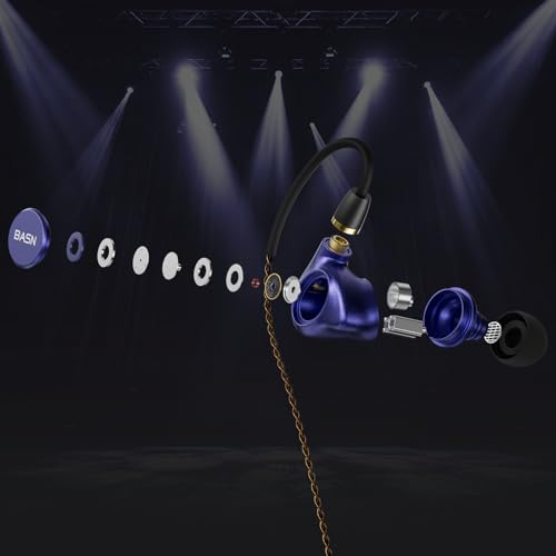 BASN Metalen 4 Drivers in-Ear Monitor Headphones (Sapphire Blue) - color: Blue