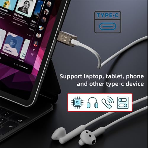 xiwai USB-C Type C to 3.5mm Audio AUX HiFi DAC Headphone Converter & MIC Sound Card 384kHz 32bit Adapter KT02H20 Compatible OMTP CTIA with Laptop Tablet Phone - style: USB-C to 3.5mm DAC 384khz