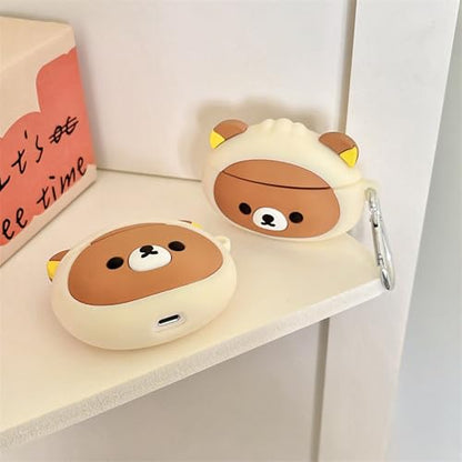 Wireless Charging Earphone Case Compatible with Airpods 4, Cute Kawaii Bear Design Soft Silicone Full Body Protective Skin Cover, Kids Girls Women Cartoon Earbuds Accessories - color: Bear, size: Airpods 4