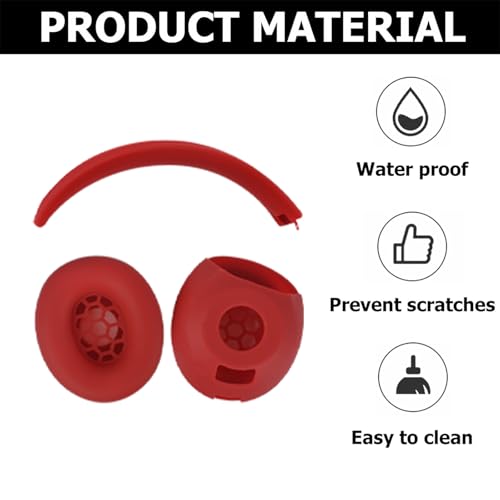 Studio Pro Silicone 2-in-1 Sweat Case Cover Set with Anti-Scratch Ear Pad Covers & Zipper Headband Cover – Compatible with Beats Studio Pro Wireless Headphones（Red） - color: Red 2-in-1