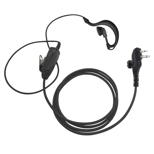 Clear Coil Tube Earbud Headset with PTT Mic 2-Pin Screw Earpiece Transparent Acoustic Surveillance Kit Compatible for Hytera PD502 PD562 BD502 TC-508 TC-580 Radios