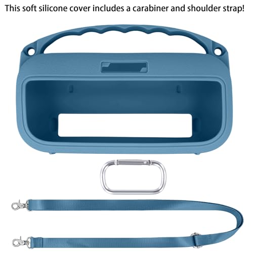 co2CREA Soft Silicone Case for Bose SoundLink Flex 2nd Gen, Blue | Skin-Friendly Handle, Adjustable Shoulder Strap, Crossbody Carrying, Aluminum Carabiner, Lightweight - color: Blue Dusk Case