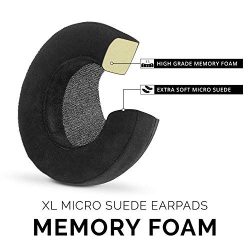 BRAINWAVZ XL Micro Suede Memory Foam Earpads for AKG 701 & Many Other Large Over The Ear Headphones - Sennheiser, JBL, Bayerdynamic, HifiMan, ATH, Philips, Fostex, Sony Ear Pads - color: Micro Suede