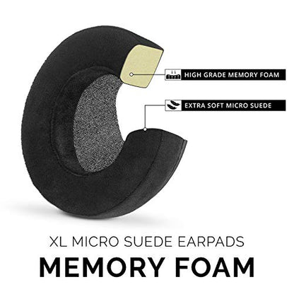 BRAINWAVZ XL Micro Suede Memory Foam Earpads for AKG 701 & Many Other Large Over The Ear Headphones - Sennheiser, JBL, Bayerdynamic, HifiMan, ATH, Philips, Fostex, Sony Ear Pads - color: Micro Suede