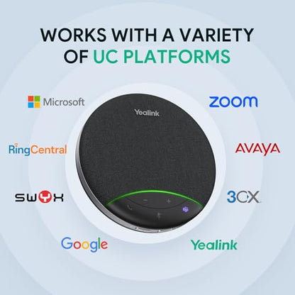 Yealink Sp92 Conference Speaker and Microphone with Bluetooth Dongle, Teams Certified, Noise Reduction, 20H Call Time USB Speakerphone for 4-6 People Meeting Room - color: Black- SP92 with Dongle USB-C/A