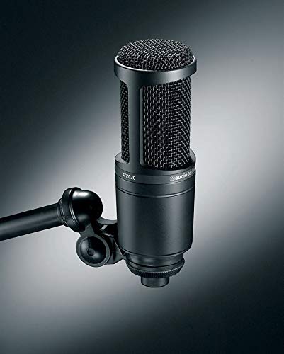 Audio-Technica AT2020 Studio Recording Microphone-Cardioid Condenser Mic Bundle with Rockville RDMS70 Desktop Mic Stand with Boom with Steel Round Base with Adjustable Height