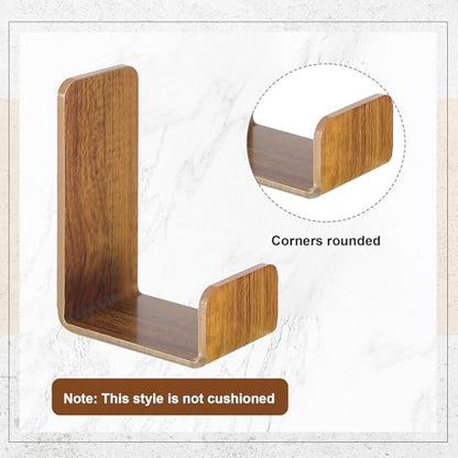 Weewooday 4 Pieces Headphone Hanger Headset Stand Holder, Wood Grain Color | Adhesive Wall Mount Headphone Hook under Desk Acrylic Gaming Earphones Hanger for Earphone Controller - color: Wood Grain Color