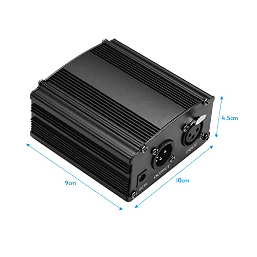 Phantom Power Ultra-Compact Microphone +48V Phantom Power Supply with XLR Input & Output for Condenser Microphone Studio Music Recording