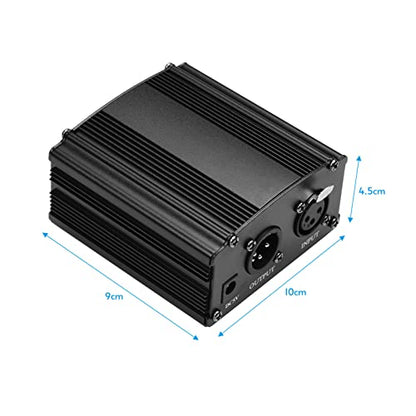 Phantom Power Ultra-Compact Microphone +48V Phantom Power Supply with XLR Input & Output for Condenser Microphone Studio Music Recording