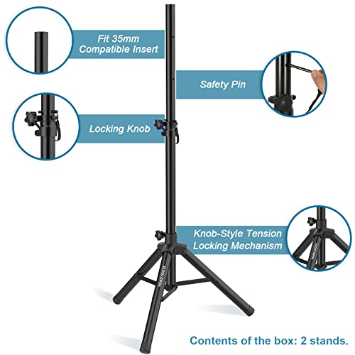 Vondynote Tripod Speaker Stands Pair 33.5"-53.5" PA DJ Mini Speaker Stands | 35mm Pole Mount, Short Mini Speaker Mount Stand Pair, Adjustable Height