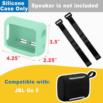 Silicone Case Cover for JBL Go 5 Speaker(Pink Green) | Travel Carrying Protective Pouch with Attach Straps for Bike Golf Cart Scooter - color: Pink Green
