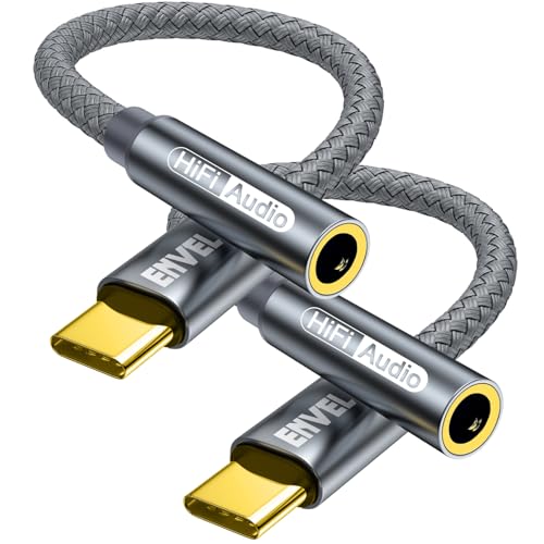 ENVEL USB C to 3.5mm Headphone Jack Adapter, 2 Pack Aux to USB C Adapter | USB C to Aux Audio Dongle Cable Cord Compatible with iPhone 17 16 15 Pro Max Samsung Galaxy S25, iPad Pro M2 M3 M4, Pixel 9