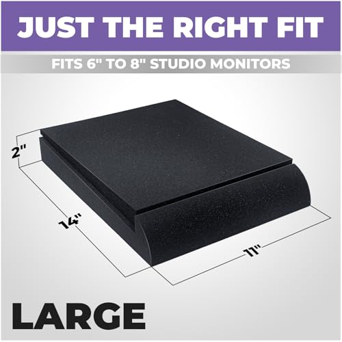 Liquid Stands Studio Monitor Sound Isolation Pads for Speakers 6"-8" High-Density Speaker Foam Pads that Prevents Vibrations Angled Speakers Riser - Acoustic Speaker Isolation Pad for Floor, Desktop - size: Large
