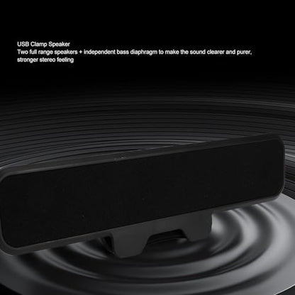 XUMIUZIY Computer Speakers for Desktop Monitor, USB A/USB C Wired Computer Soundbar for PC, Clip On Laptop Speaker with Volume Control & Mute Key, Immersive Sound