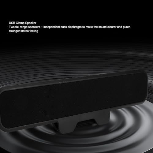 Computer Speakers, Clip On Monitor Soundbar, Wired PC Stereo Speaker Bar for Desktop Laptop, Volume Control & Mute Key