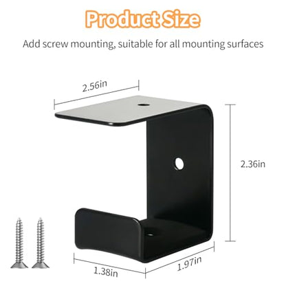2 Pack Wall Mount Headphone Stand, Adhesive & Screw Mount Headphone Hook Holder with Rubber Pad, Universal Headset Hanger for Desk, Table Edge, Gaming Setup Accessories - size: Upgraded