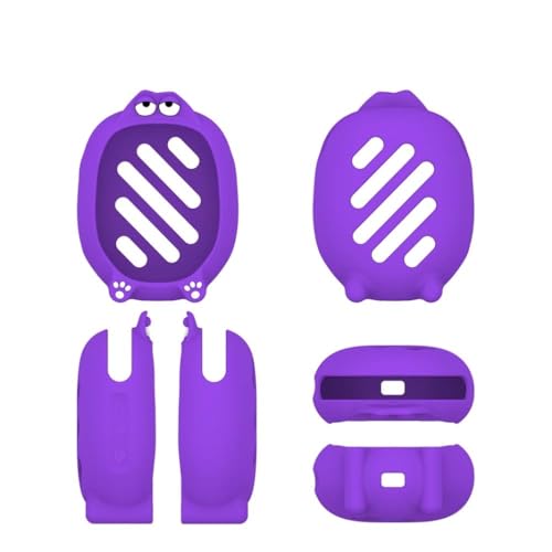 Soft Silicone Case for JBL CLIP5 Bluetooth Speaker Protective Cover Anti-Slip and Anti-Fall Fun Design with Paw Prints & Eyes Solid-Color Protector Sleeve (Purple) - color: Purple